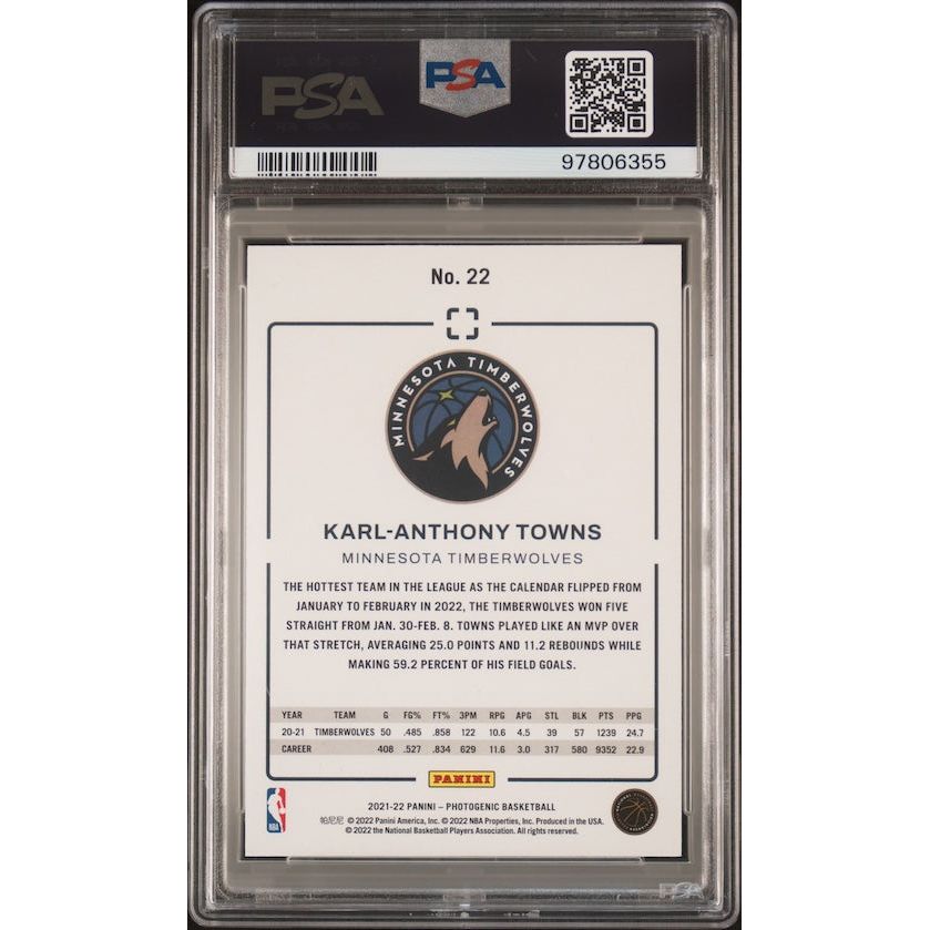 2021 Panini Photogenic #22 Karl-Anthony Towns PSA 8