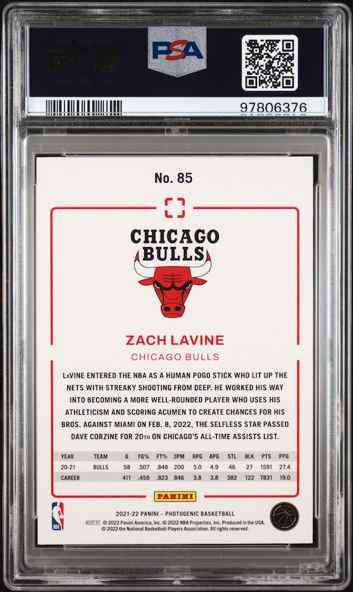 2021 Panini Photogenic #85 Zach Lavine PSA 9