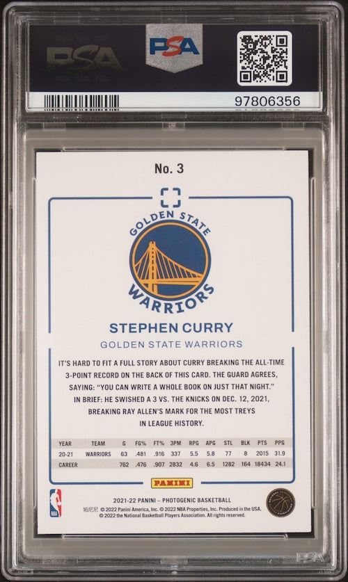 2021 Panini Photogenic #3 Stephen Curry PSA 9