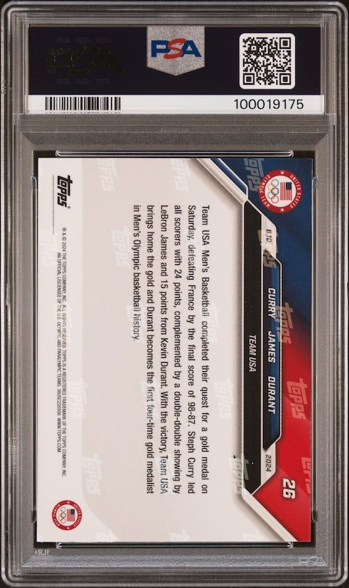 2024 Topps Now Olympic Games #26 Curry/James/Durant (White Logo Variation) PSA 8