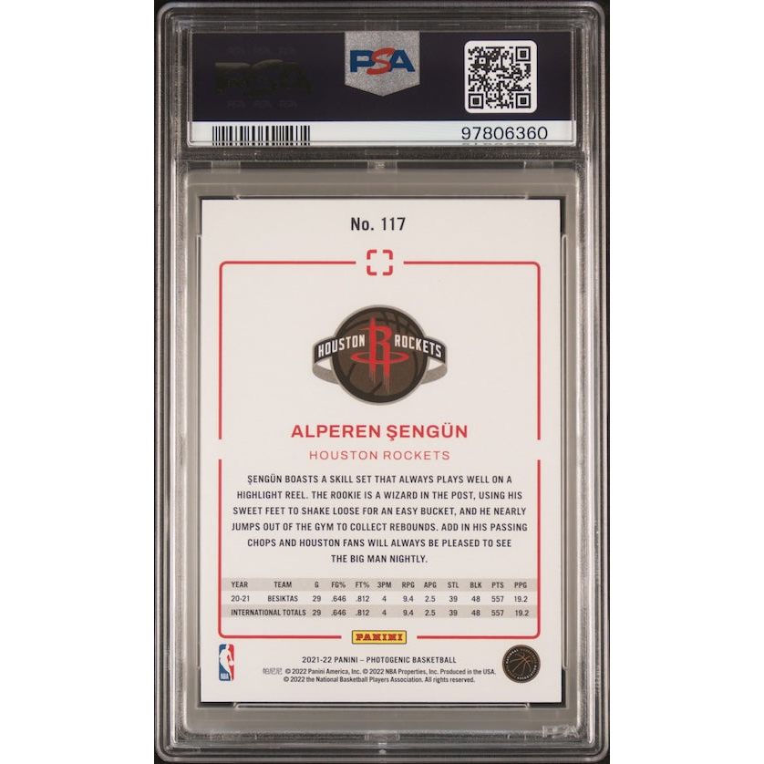 2021 Panini Photogenic #117 Alperen Sengun Rookie Card Silver PSA 8