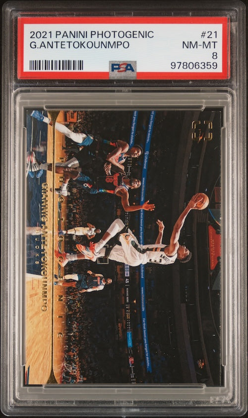 2021 Panini Photogenic #21 Giannis Antetokounmpo PSA 8