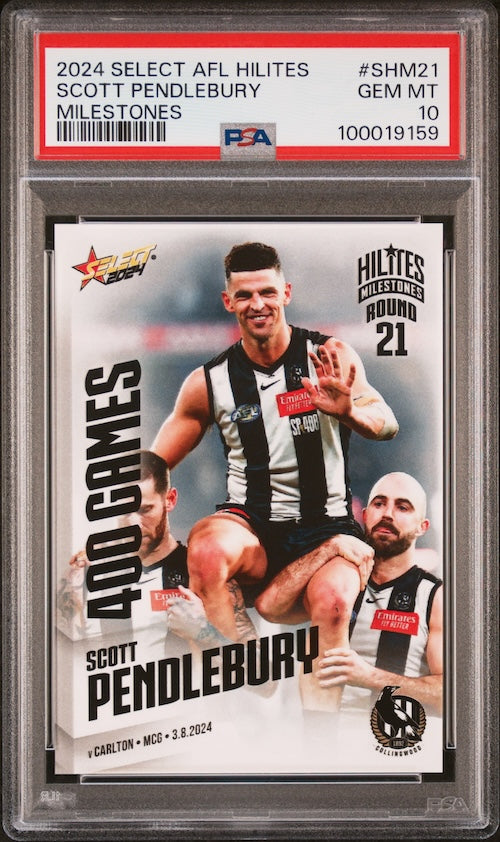 2024 Select AFL Hilites #SHM21 Scott Pendlebury Milestones - 400 Games PSA 10