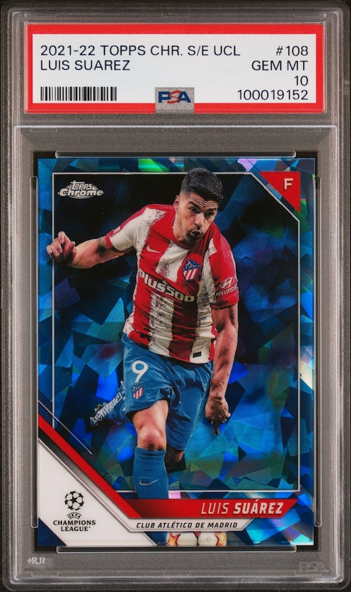 2021-2022 Topps Chrome Sapphire Edition UEFA Champions League #108 Luis Suarez PSA 10