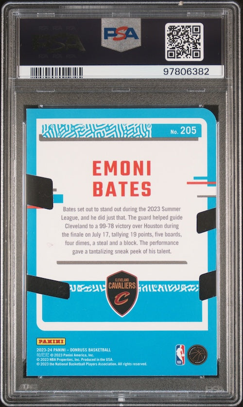 2023 Panini Donruss #205 Emoni Bates Press Proof Gold Die-Cut (#'d 23/25) PSA 9