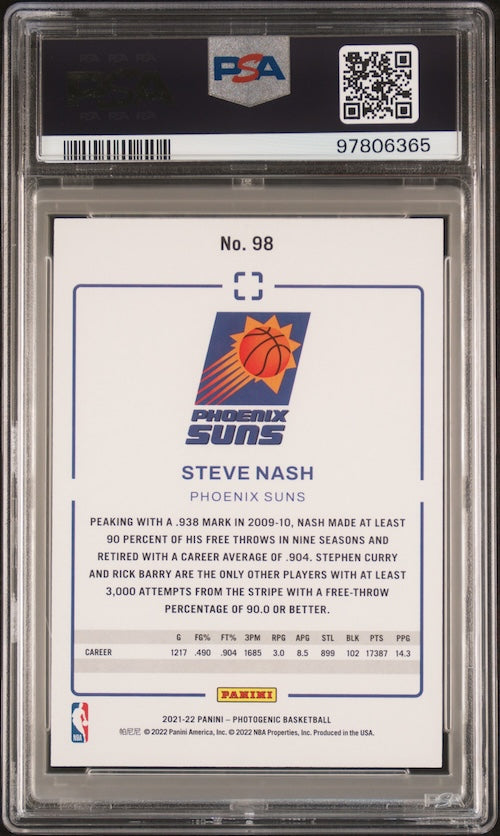 2021 Panini Photogenic #98 Steve Nash PSA 8