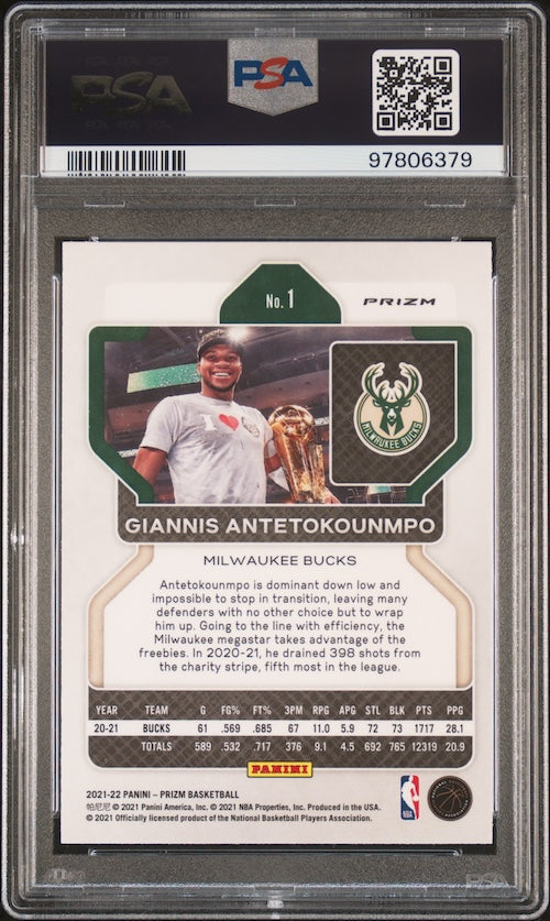 2021 Panini Prizm Factory Set #1 Giannis Antetokounmpo PSA 9