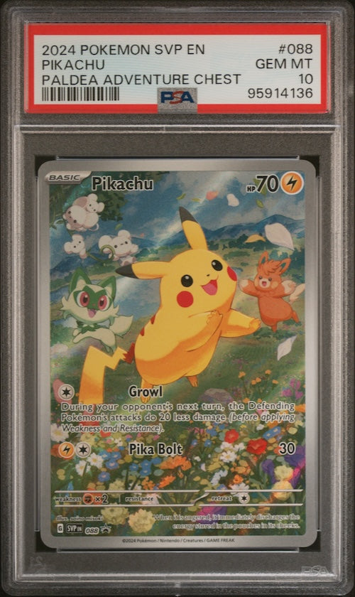 2024 Pokemon Svp En-Sv Black Star Promo #088 Pikachu Paldea Adventure Chest PSA 10