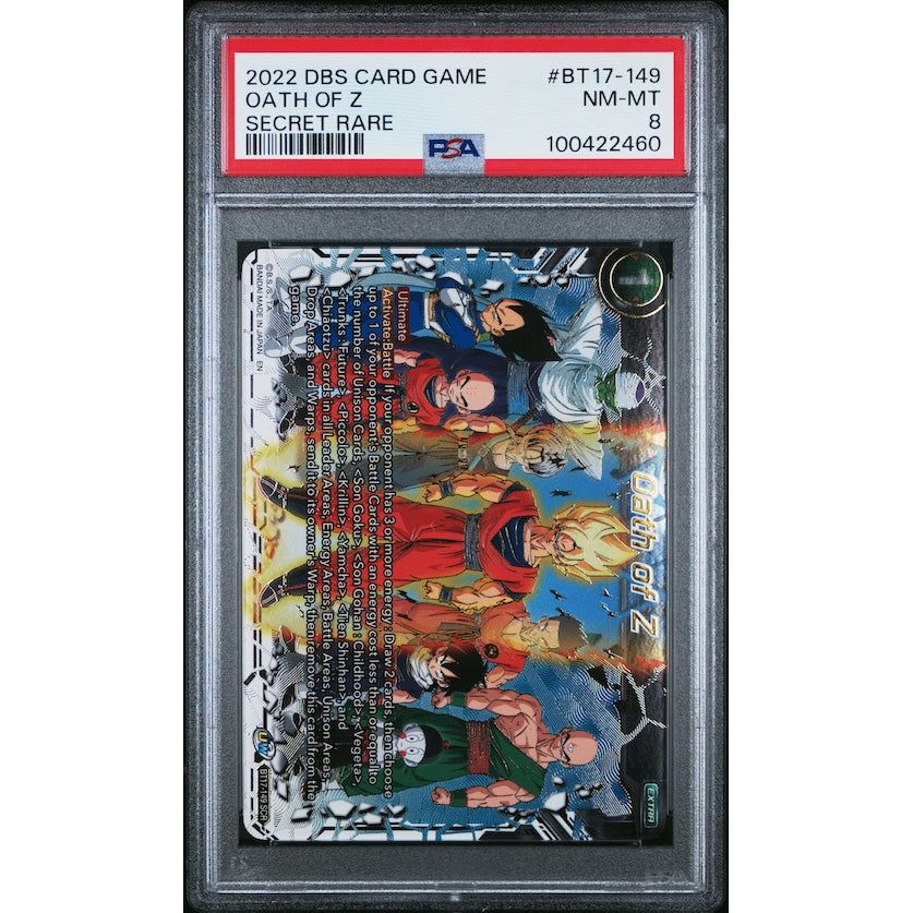 2022 Dragon Ball Super Card Game Series 17 Ultimate Squad #BT17-149 Oath Of Z Secret Rare PSA 8