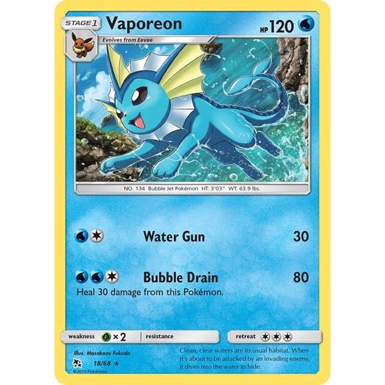 Hidden Fates - 18/68 Vaporeon Holo Rare