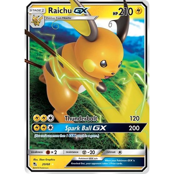 Hidden Fates - 20/68 Raichu GX Ultra Rare