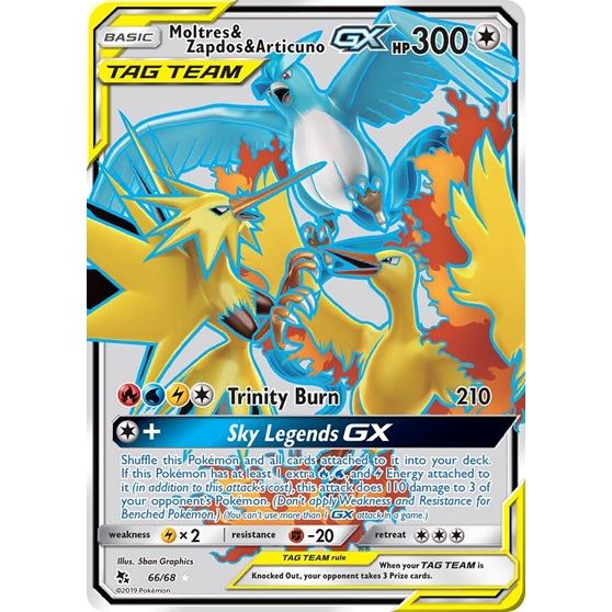 Hidden Fates - 66/68 Moltres & Zapdos & Articuno GX (Full Art) Ultra Rare