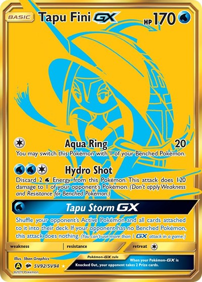 Hidden Fates Shiny Vault - SV92/SV94 Tapu Fini GX Shiny Holo Rare
