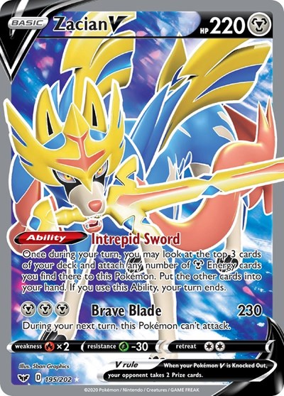 Sword & Shield - 195/202 Zacian V (Full Art) Ultra Rare