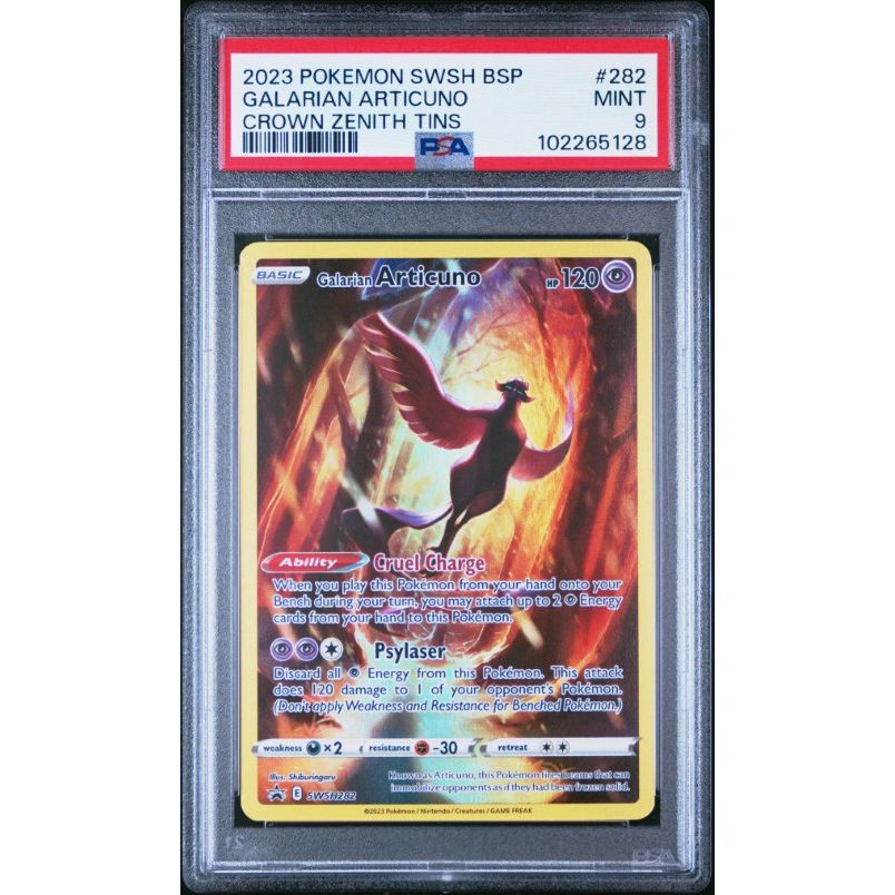 2023 Pokemon Swsh Black Star Promo #282 Galarian Articuno Crown Zenith Tins PSA 9