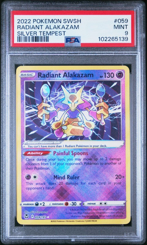 2022 Pokemon Sword & Shield Silver Tempest #059 Radiant Alakazam Silver Tempest PSA 9