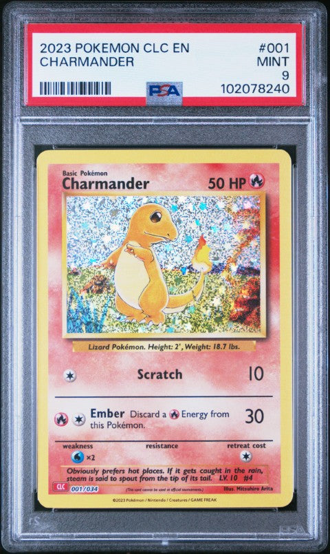 2023 Pokemon Clc-Trading Card Game Classic Charizard & Ho-Oh Ex Deck #001 Charmander PSA 9