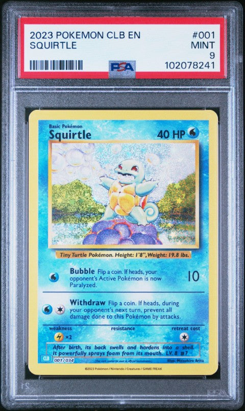 2023 Pokemon Clb-Trading Card Game Classic Blastoise & Suicune Ex Deck #001 Squirtle PSA 9