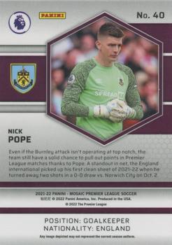 2021-22 Panini Mosaic Premier League #40 Nick Pope