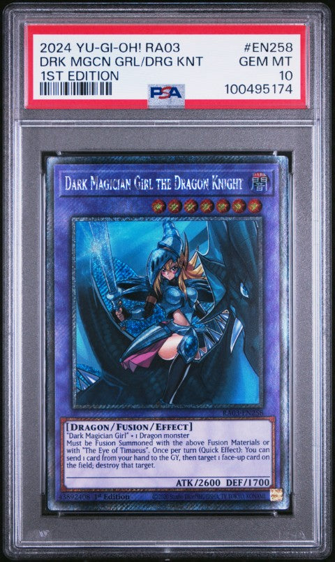 2024 Yu-Gi-Oh! Ra03-Quarter Century Bonanza #EN258 Dark Magician Girl the Dragon Knight 1st Edition PSA 10