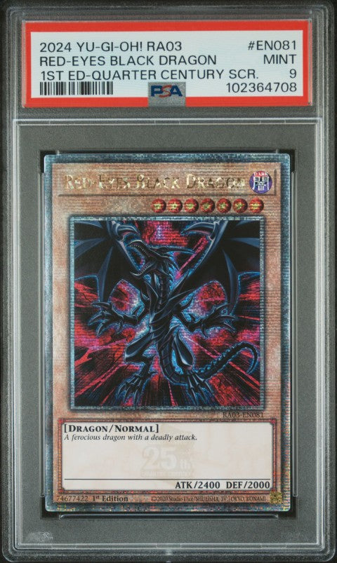 2024 Yu-Gi-Oh! Ra03-Quarter Century Bonanza #EN081 Red-Eyes Black Dragon 1st Ed-Quarter Century Scr. PSA 9