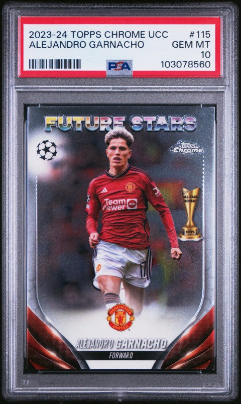 2023-24 Topps Chrome Uefa Club Competitions #115 Alejandro Garnacho PSA 10