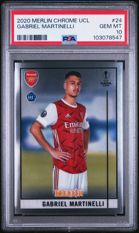 2020 Topps Merlin Chrome Uefa Champions League #24 Gabriel Martinelli PSA 10