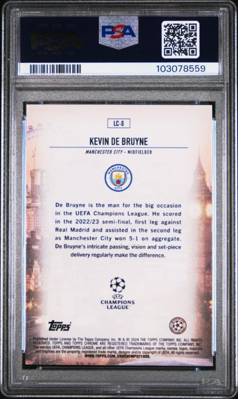 2023-24 Topps Chrome Uefa Club Competitions London Calling #LC8 Kevin De Bruyne PSA 10