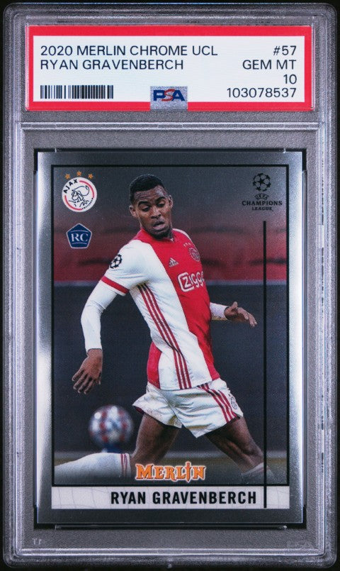 2020 Topps Merlin Chrome Uefa Champions League #57 Ryan Gravenberch PSA 10