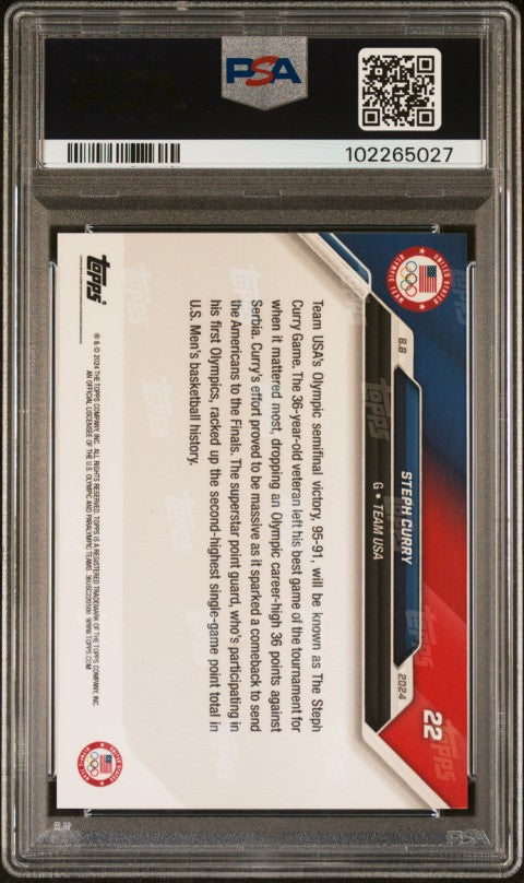 2024 Topps Now Olympic Games #22 Steph Curry PSA 10