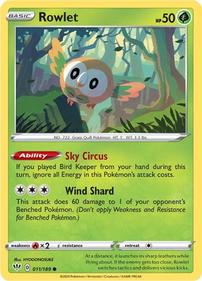 Sword & Shield Darkness Ablaze - 011/189 Rowlet Common