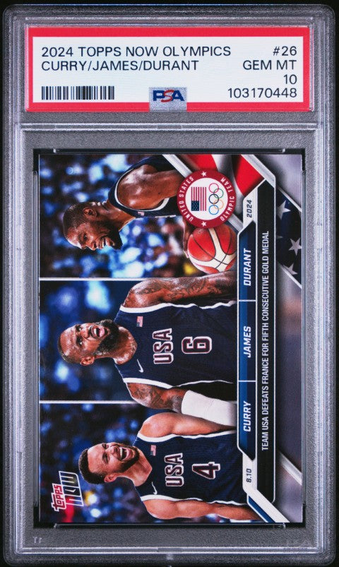 2024 Topps Now Olympic Games #26 Curry/James/Durant PSA 10