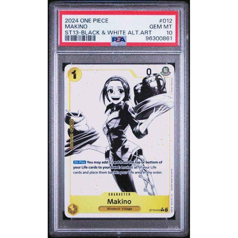 2024 One Piece Ultra Deck St13-The Three Brothers #012 Makino St13-Black & White Alt.Art PSA 10