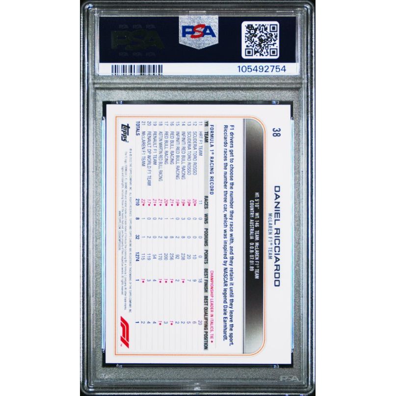 2022 Topps Chrome Formula 1 #38 Daniel Ricciardo PSA 10