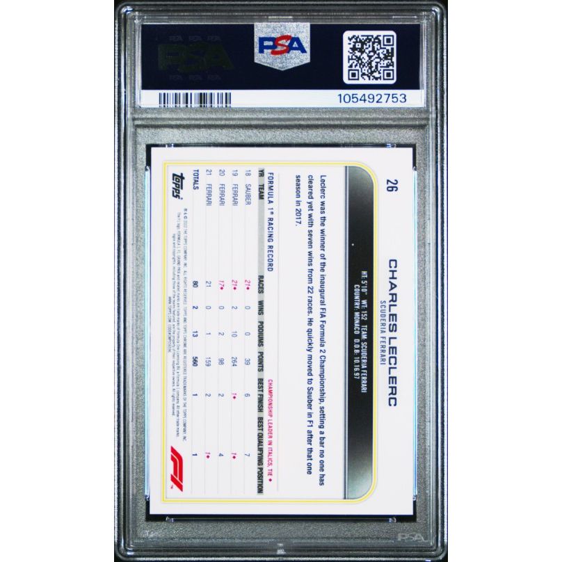 2022 Topps Chrome Formula 1 #26 Charles Leclerc PSA 10