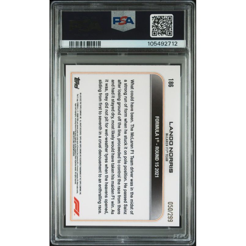 2022 Topps Chrome Formula 1 #186 Lando Norris Mini Diamonds Refractor PSA 10