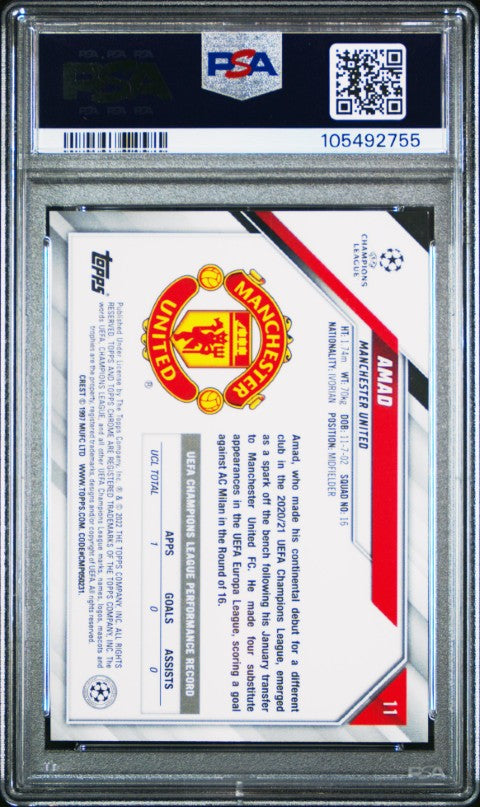 2021 Topps Chrome Uefa Champions League #11 Amad PSA 10