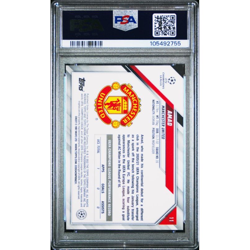 2021 Topps Chrome Uefa Champions League #11 Amad PSA 10