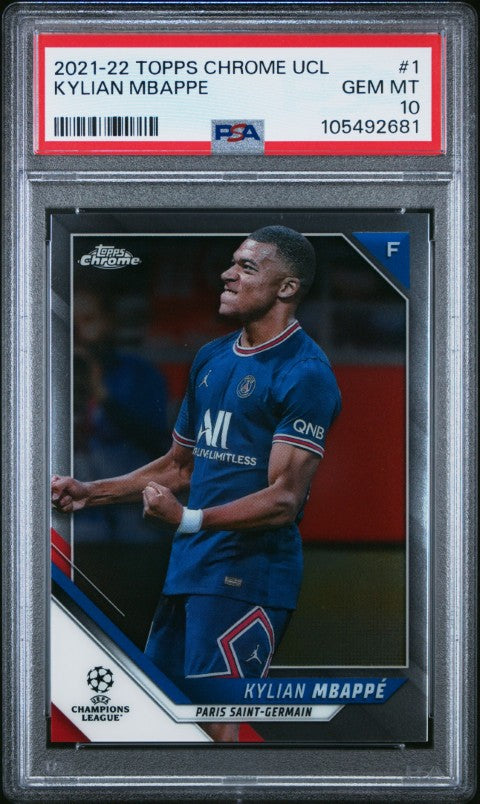 2021 Topps Chrome Uefa Champions League #1 Kylian Mbappe PSA 10