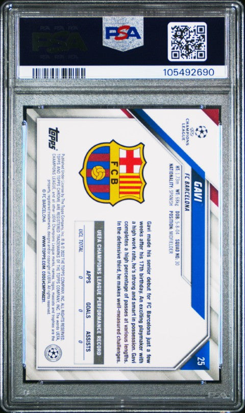 2021 Topps Chrome Uefa Champions League #25 Gavi (Rookie Card) PSA 10