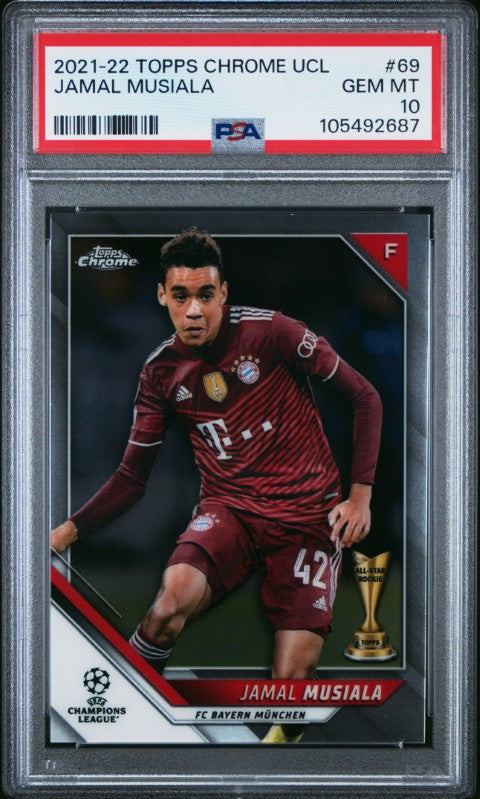 2021 Topps Chrome Uefa Champions League #69 Jamal Musiala (All-Star Rookie) PSA 10