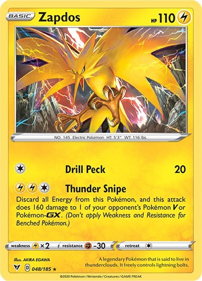 Sword & Shield Vivid Voltage - 048/185 Zapdos Holo Rare