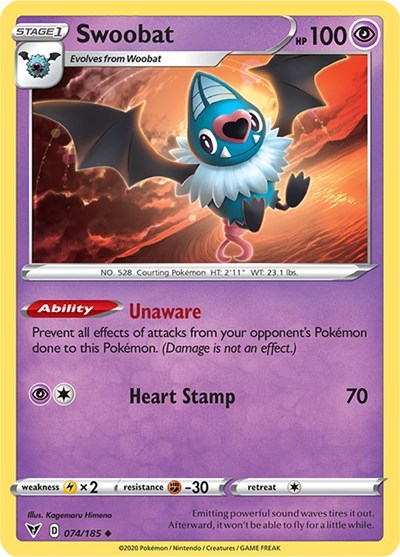 Sword & Shield Vivid Voltage - 074/185 Swoobat Uncommon