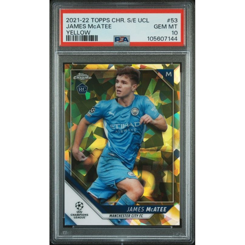 2021-2022 Topps Chrome Sapphire Edition Uefa Champions League #53 James Mcatee Yellow PSA 10