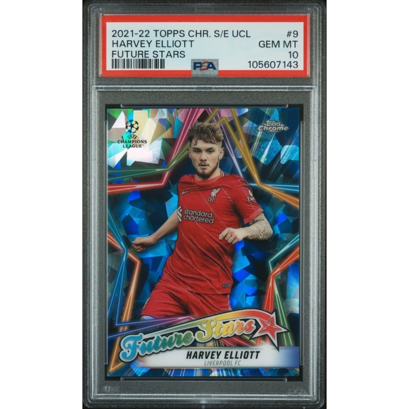 2021-2022 Topps Chrome Sapphire Edition Uefa Champions League Future Stars #9 Harvey Elliott Future Stars PSA 10