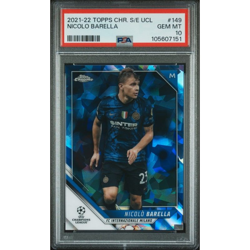 2021-2022 Topps Chrome Sapphire Edition Uefa Champions League #149 Nicolo Barella PSA 10