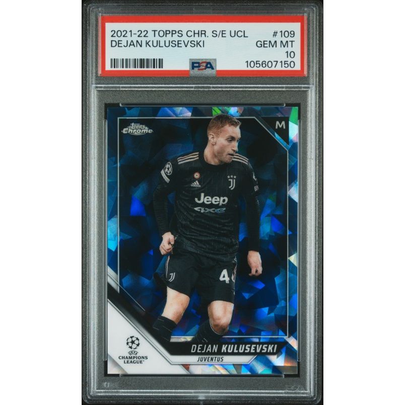 2021-2022 Topps Chrome Sapphire Edition Uefa Champions League #109 Dejan Kulusevski PSA 10
