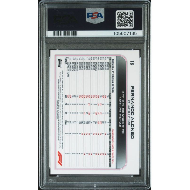 2022 Topps Chrome Formula 1 #16 Fernando Alonso PSA 9