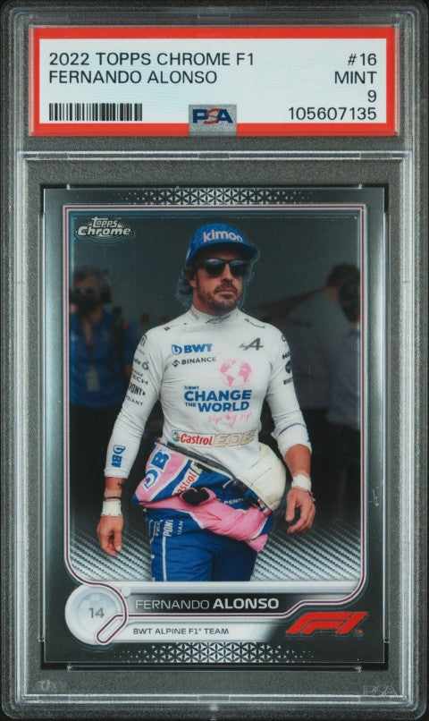2022 Topps Chrome Formula 1 #16 Fernando Alonso PSA 9