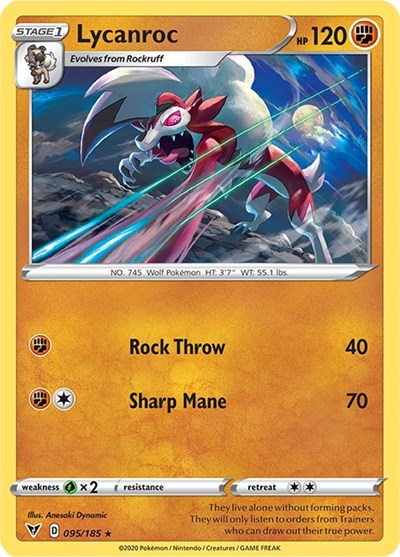 Sword & Shield Vivid Voltage - 095/185 Lycanroc Rare